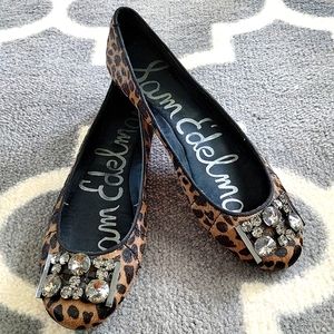 Sam Edelman "Caper" Jeweled Animal Print Ballet Flats